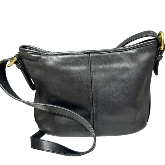 Vintage 90s Coach Worth Bag 4143 Black Glove-Tanned Leather Shoulder Bag - Picture 4 of 17